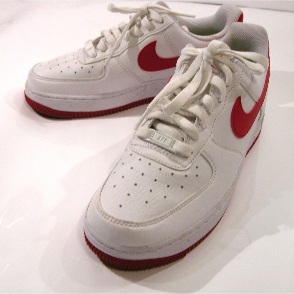 Nike Air Force 1 AF1 Low White Red Athletic Shoes Size US 8.5